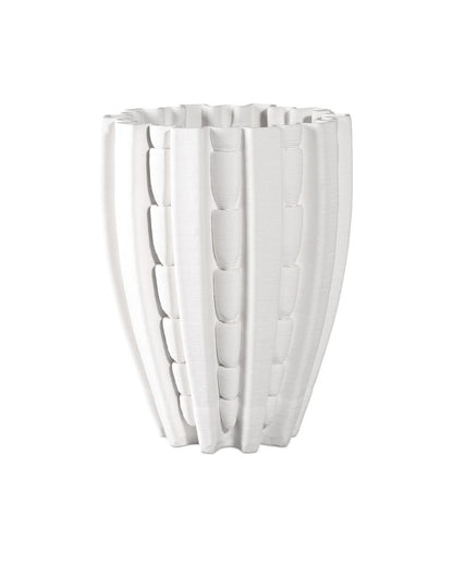 Currey and Company Fluted Small Vase White
