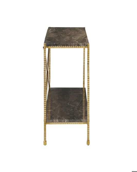 Currey and Company Flying Marble Gold Console Table