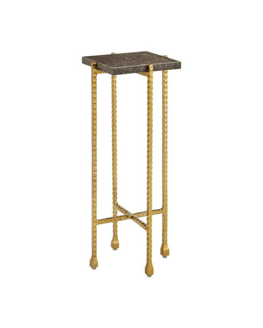 Currey and Company Flying Marble Gold Drinks Table Natural, Gold