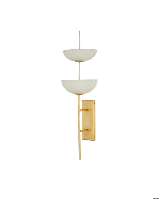Currey and Company Follett Wall Sconce Contemporary Gold Leaf, White