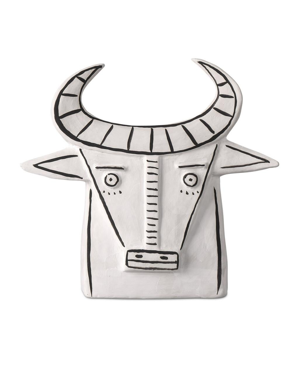 Currey and Company Frank the Bull Washed White, Black