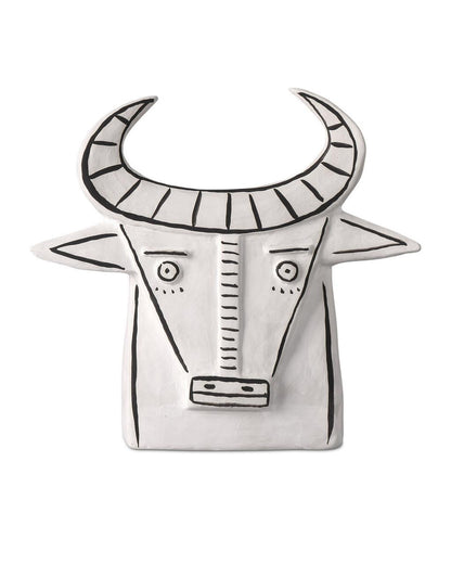 Currey and Company Frank the Bull Washed White, Black