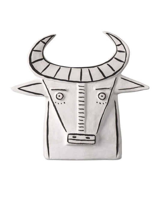 Currey and Company Frank the Bull Washed White, Black