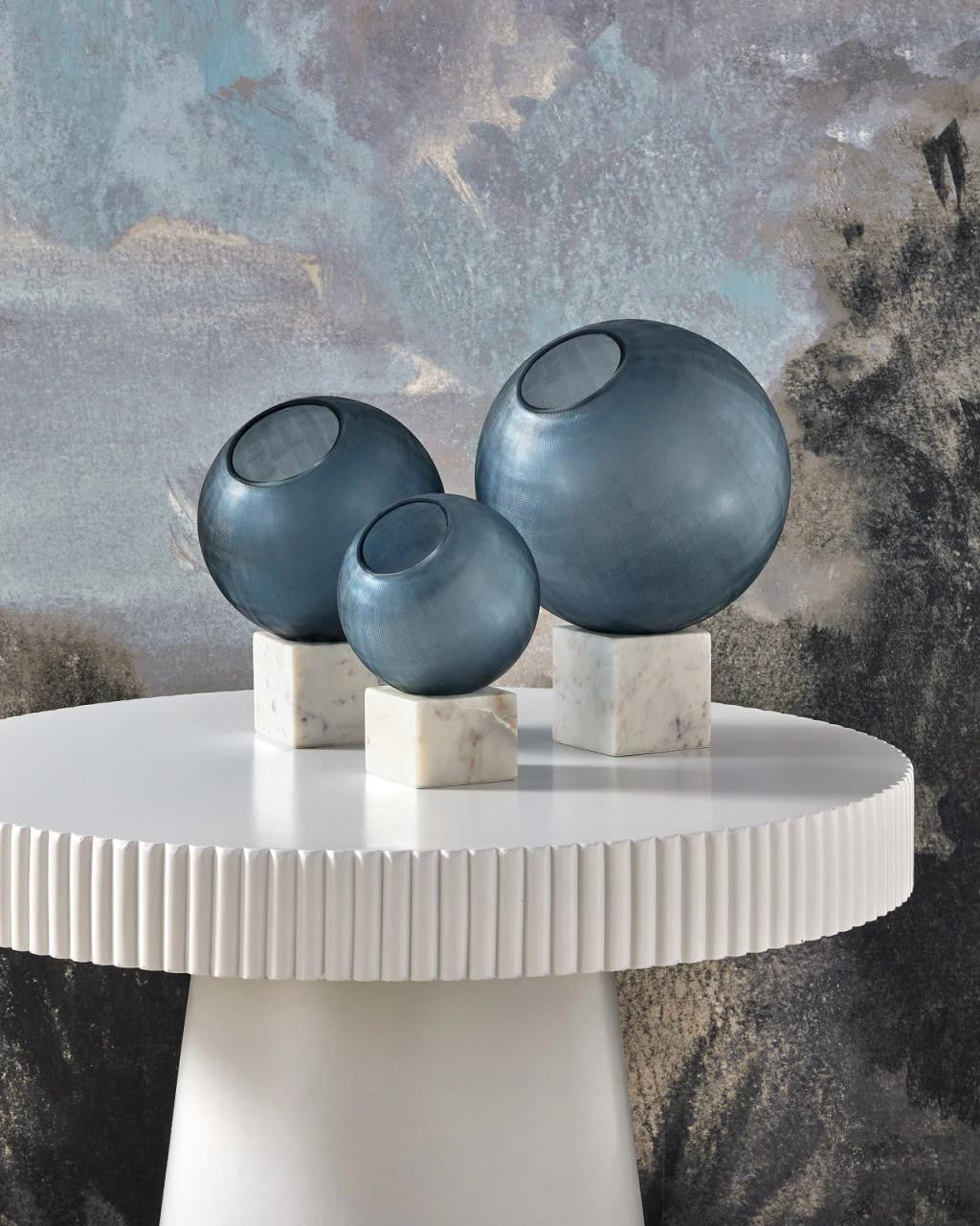 Currey and Company Fresno Blue Orb, Set of 3