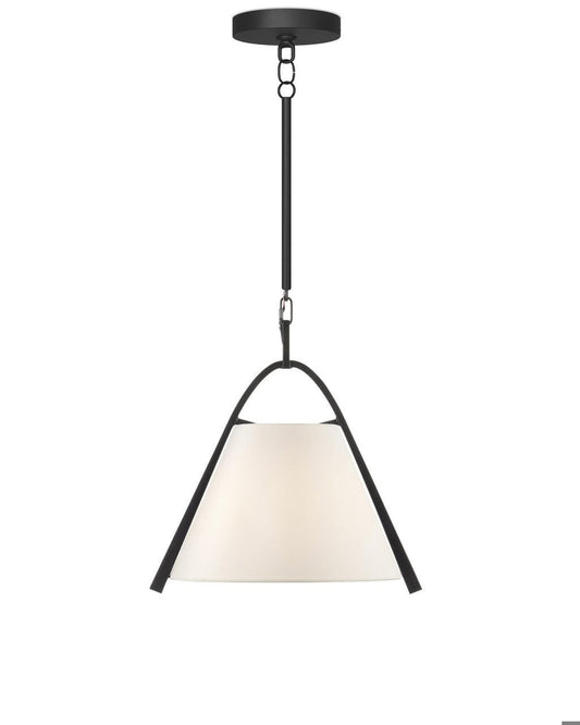Currey and Company Frey Pendant Satin Black, Off White