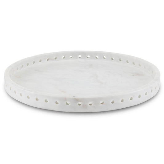 Currey and Company Freya Large White Marble Tray White
