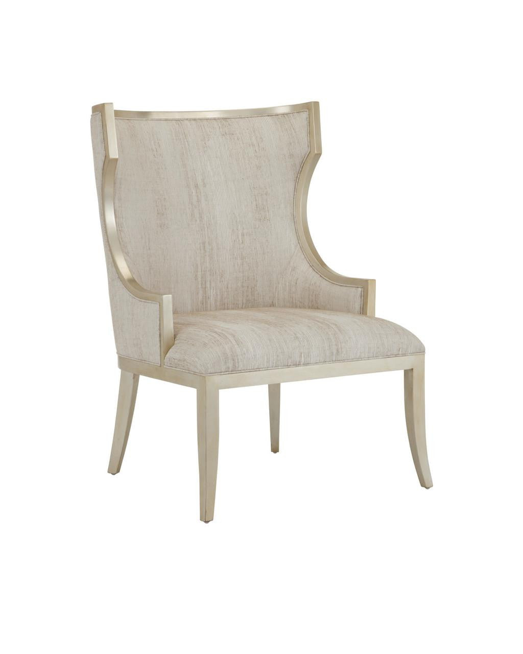 Currey and Company Garson Silver Armchair, Fresh Files Linen Silver Leaf
