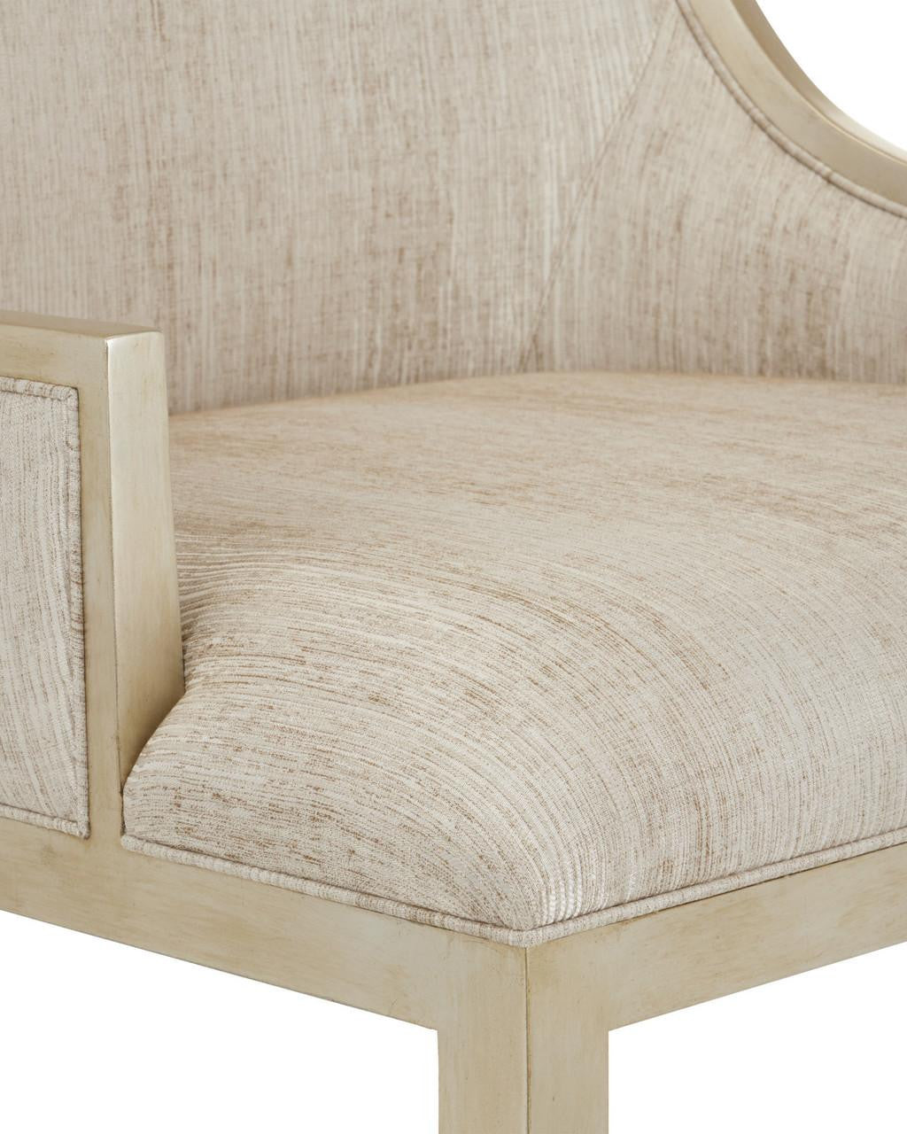 Currey and Company Garson Silver Armchair, Fresh Files Linen