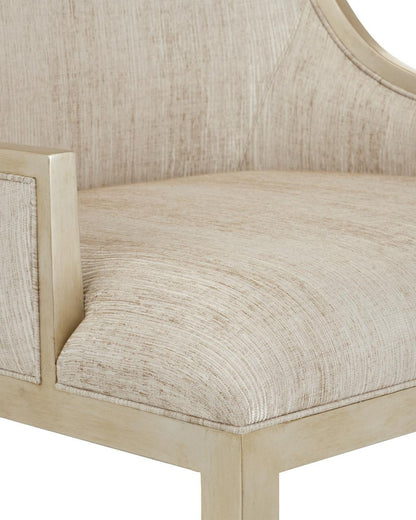 Currey and Company Garson Silver Armchair, Fresh Files Linen