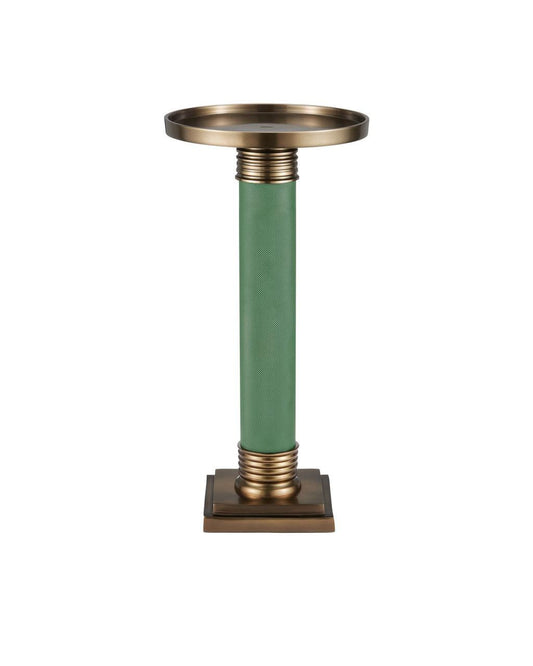 Currey and Company Gavin Green Accent Table Green, Antique Brass