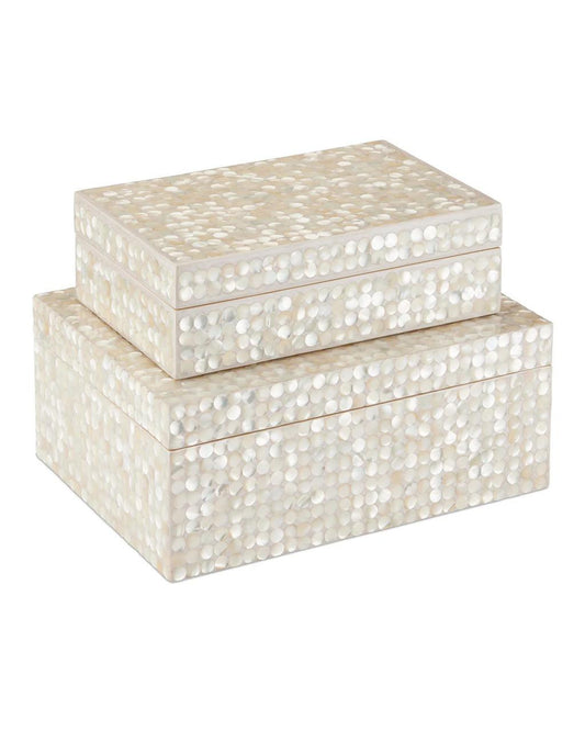 Currey and Company Gerri Dot Box, Set of 2 Natural, Cream