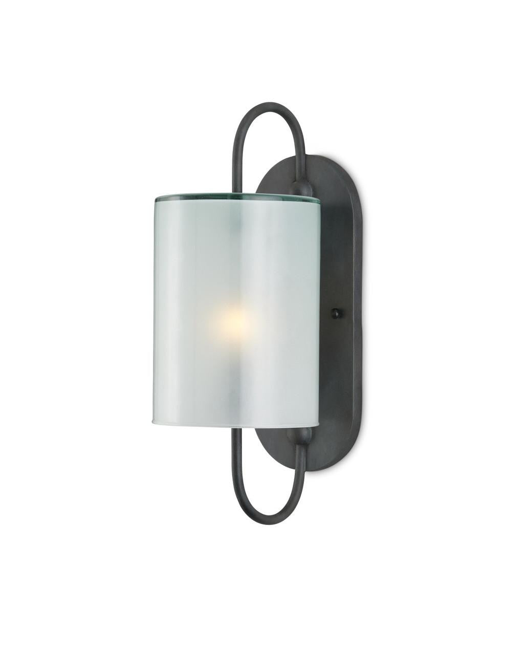 Currey and Company Glacier Bronze Wall Sconce Antique Bronze, Frosted White