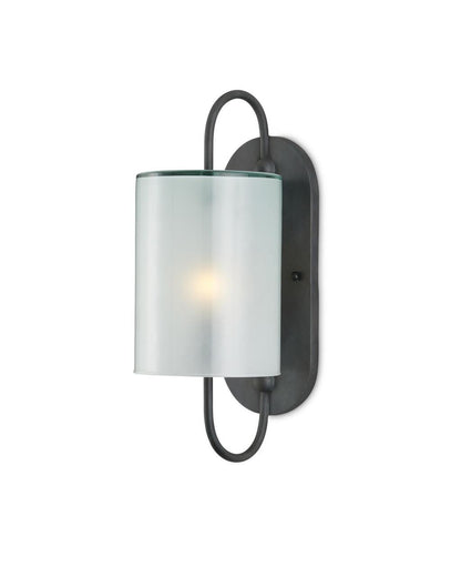 Currey and Company Glacier Bronze Wall Sconce Antique Bronze, Frosted White