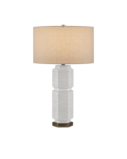 Currey and Company Glebe Table Lamp White, Beige, Light Blue, Antique Brass