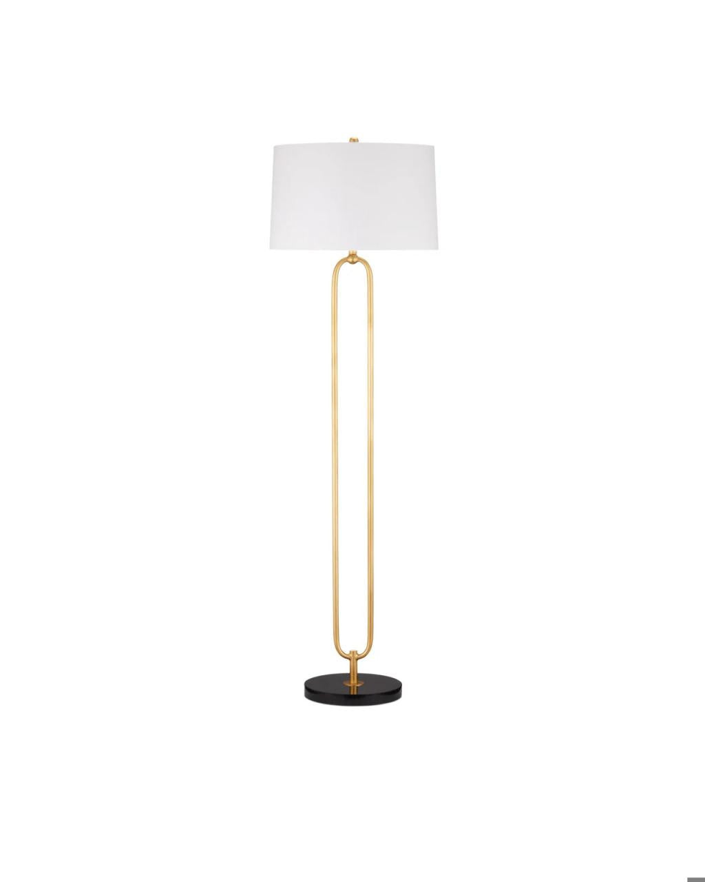 Currey and Company Glossary Floor Lamp Contemporary Gold Leaf, Black