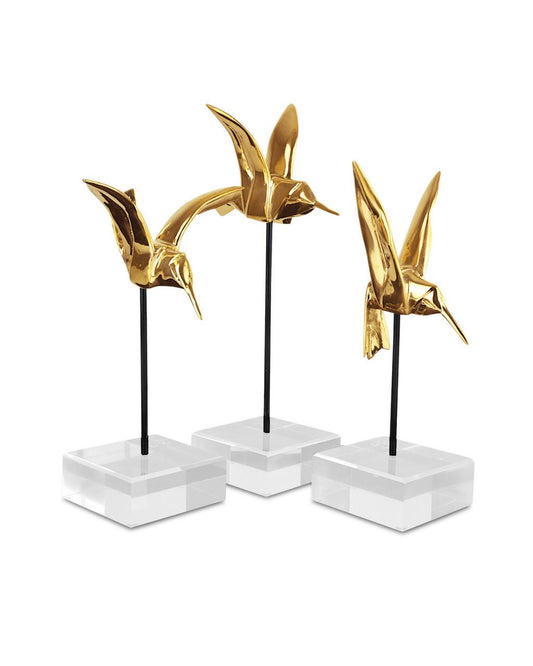 Currey and Company Gold Hummingbirds, Set of 3