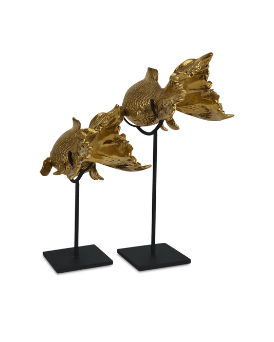 Currey and Company Goldfish Sculptures, Set of 2