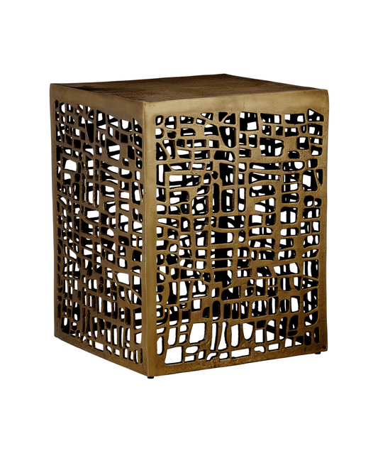 Currey and Company Gowen Accent Table Antique Brass