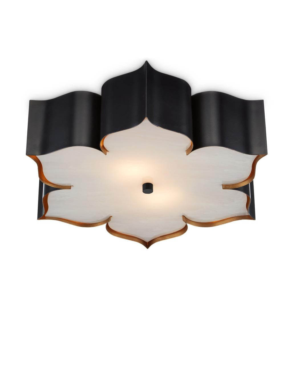 Currey and Company Grand Lotus Black Flush Mount