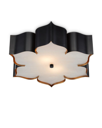 Currey and Company Grand Lotus Black Flush Mount