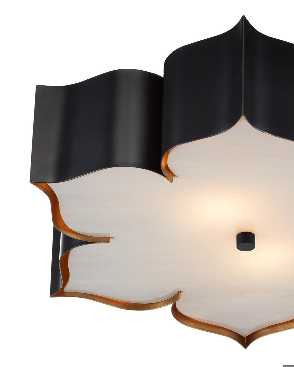 Currey and Company Grand Lotus Black Flush Mount