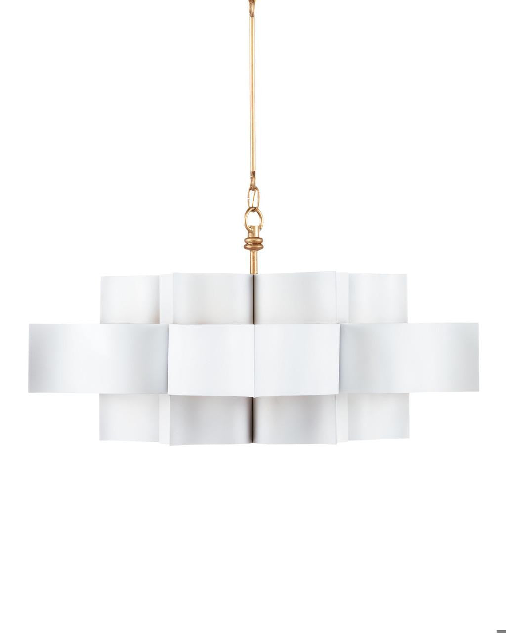 Currey and Company Grand Lotus Large White Chandelier