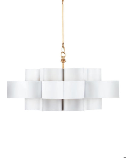 Currey and Company Grand Lotus Large White Chandelier