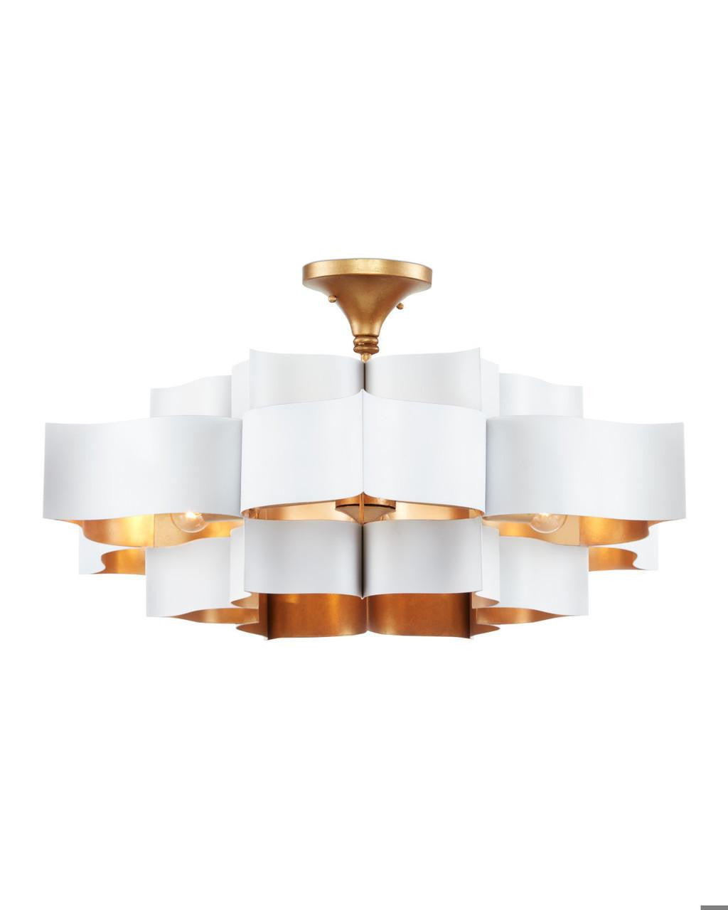 Currey and Company Grand Lotus Large White Chandelier
