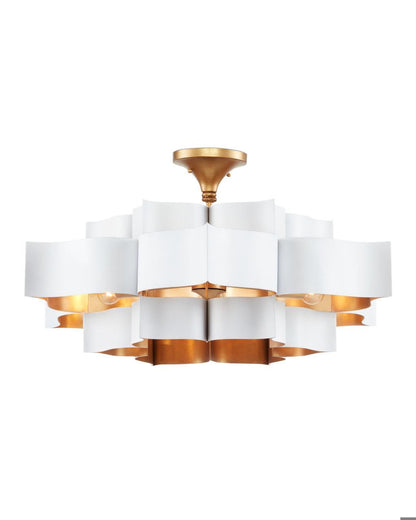 Currey and Company Grand Lotus Large White Chandelier