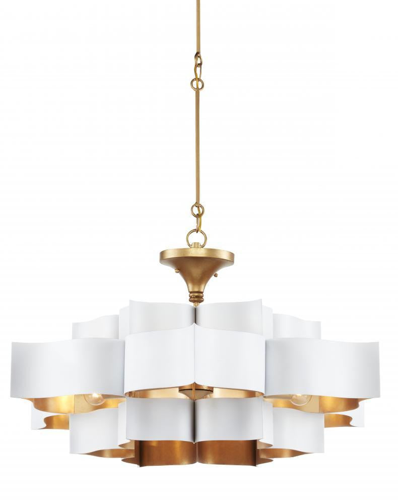 Currey and Company Grand Lotus Large White Chandelier