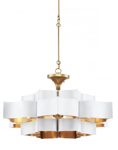 Currey and Company Grand Lotus Large White Chandelier