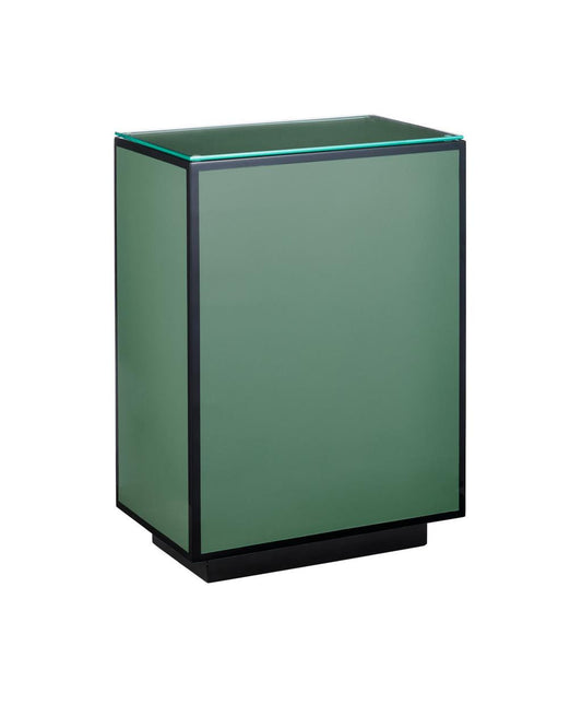 Currey and Company Green Lacquer Side Table Green, Black, Clear