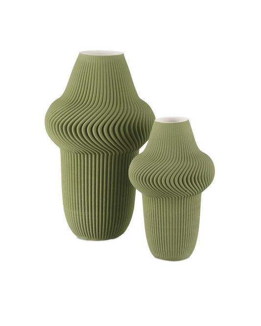 Currey and Company Green Plisse Large Vase