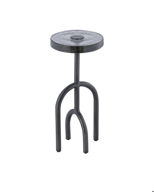 Currey and Company Grove Drinks Table Black Nickel, Clear