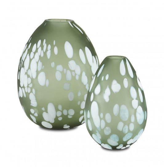 Currey and Company Hana Green Vase, Set of 2 Green, White