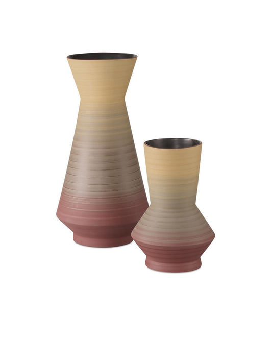 Currey and Company Happy 80's Vase, Set of 2 Yellow, Red