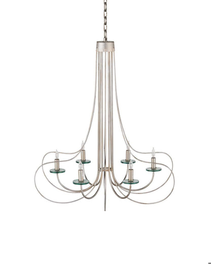 Currey and Company Harrow Chandelier Contemporary Silver Leaf, Contemporary Silv