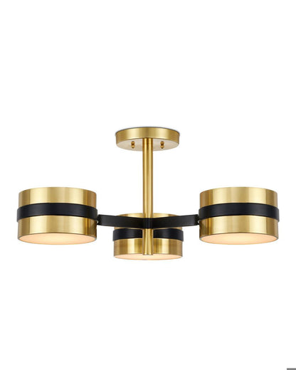 Currey and Company Heybrook Semi-Flush Mount Polished Brass, Black, White