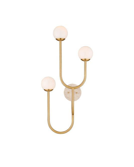 Currey and Company Highsmith Wall Sconce, Left Brass, Natural, White