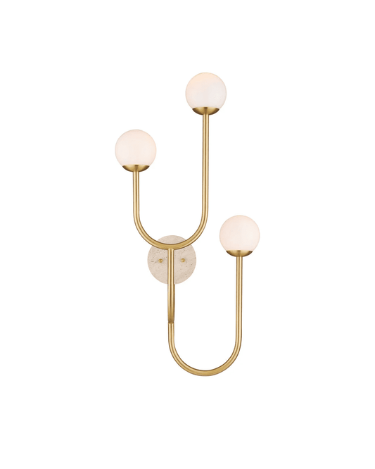Currey and Company Highsmith Wall Sconce, Right Brass, Natural, White