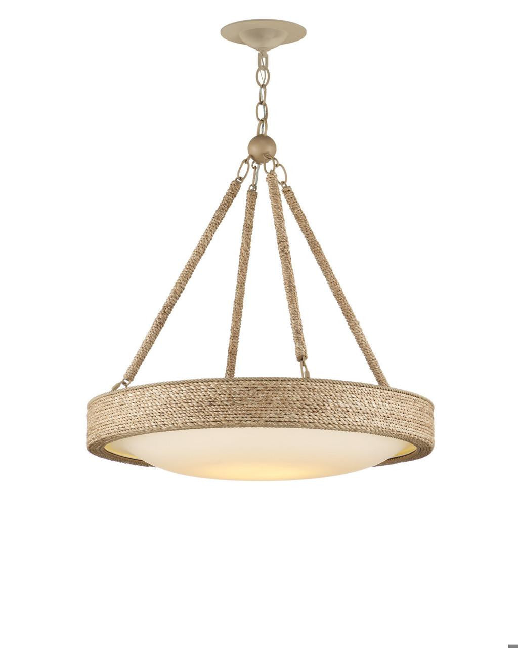 Currey and Company Hopscotch Chandelier Natural, Frosted White, Beige, Sugar White