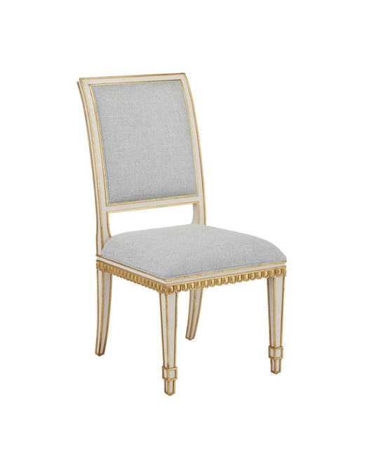 Currey and Company Ines Ivory Chair, Mixology Moonstone Ivory, Antique Gold