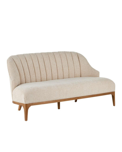 Currey and Company Inga Settee, Crhom Nona Oatmeal Morel Brown