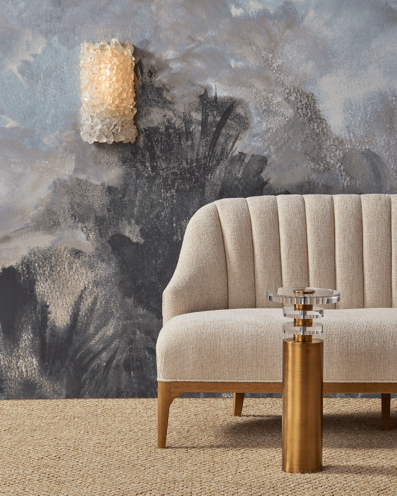 Currey and Company Inga Settee, Crhom Nona Oatmeal