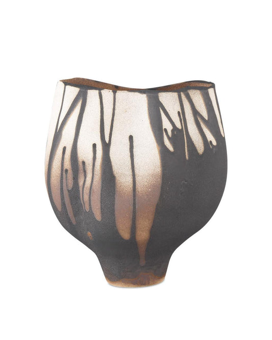 Currey and Company Inoue Medium Vase Black, Off White
