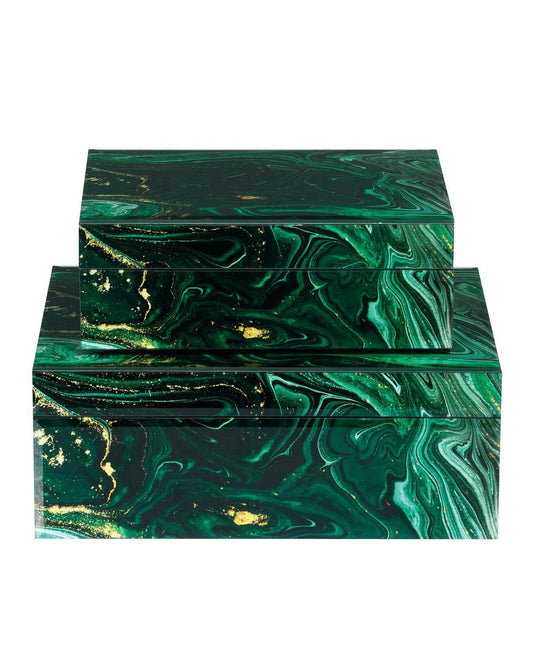 Currey and Company Interstellar Green Box, Set of 2