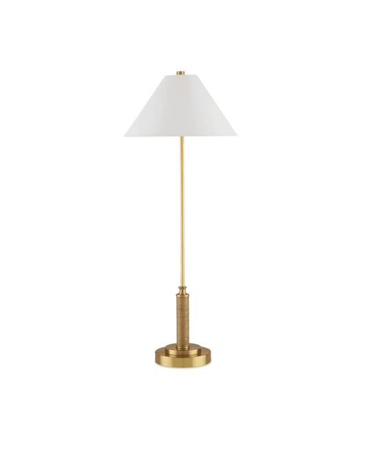 Currey and Company Ippolito Brass Console Lamp Antique Brass, Natural
