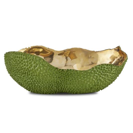 Currey and Company Jackfruit Oval Green Bowl Green, Gold