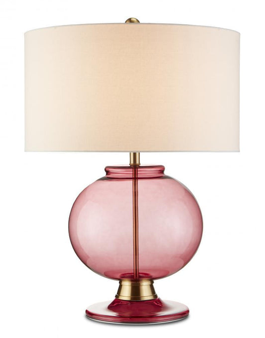 Currey and Company Jocasta Red Table Lamp Clear Red, Brass