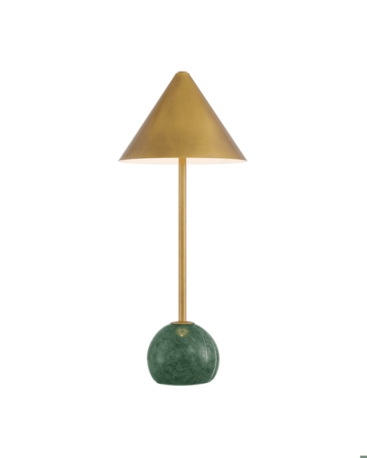 Currey and Company Journey Green & Brass Cordless Table Lamp Antique Brass, Green